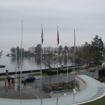 View of Lake Geneva from Olympic Museum garden area