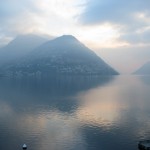 View of Lake Lugano at Dawn from Hotel Balcony 