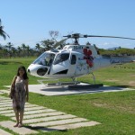 Jessica with our Helicopter to Castaway Island