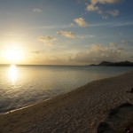 Sun ready to set at Matira Beach